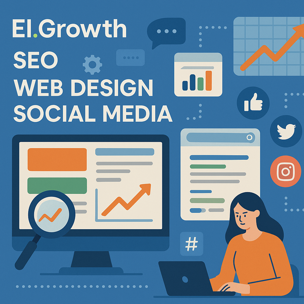 Make a background image that represents EI.Growth, a marketing agency that provides SEO web design, social media management., None